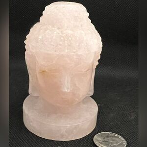 Large Rose Quartz Buddha Carving Crystal 1.3 lb